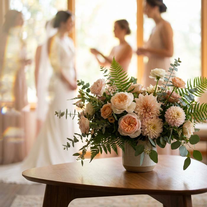Rustic floral arrangement with wildflowers and native North Cascades greenery