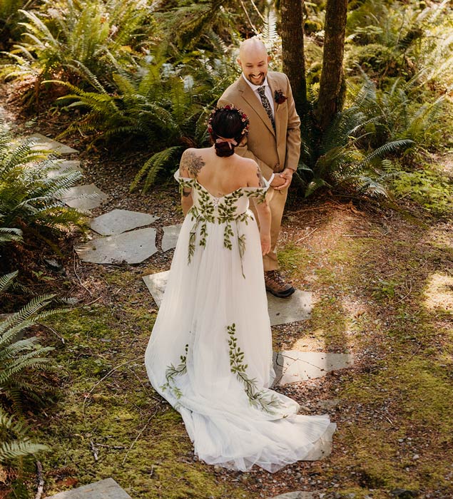 Bridal makeup being applied at a mountain cabin location