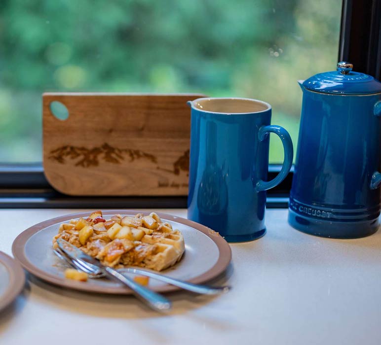 Morning light through the cabin windows — Glacier corridor lodging