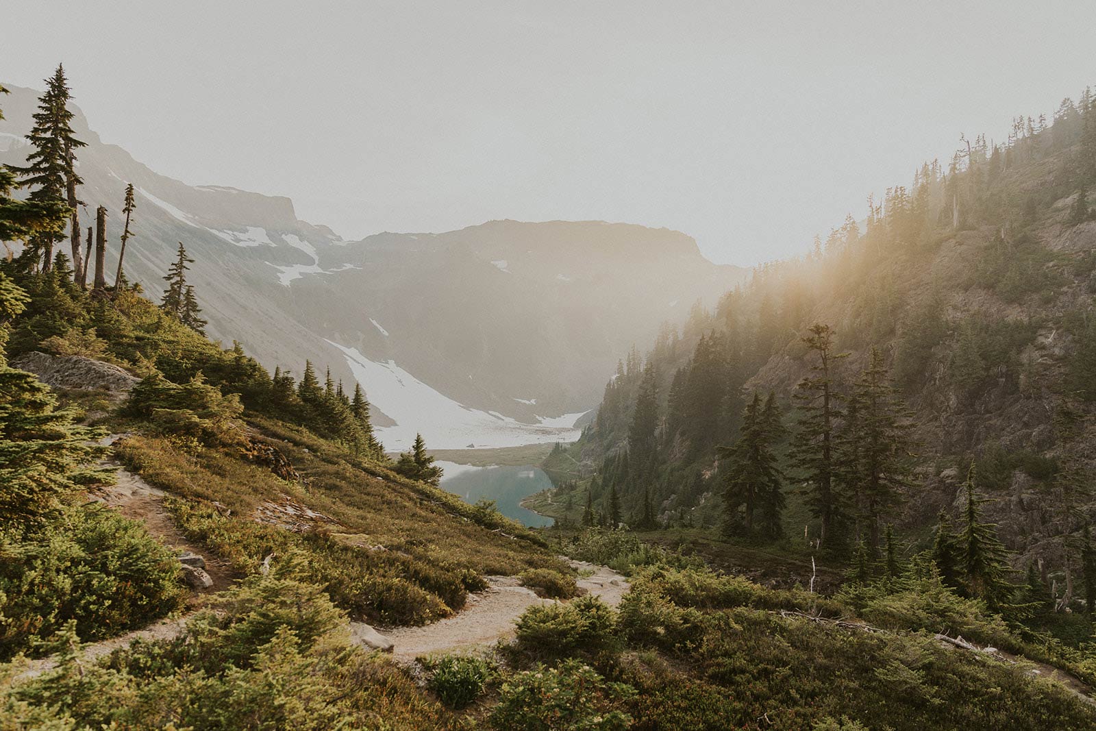 Intimate wedding ceremony in alpine meadow